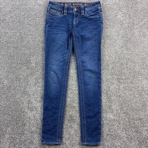Vintage‎ Y2K Rock Revival Jeans Womens 27 Jessica Skinny Leg Flap Pocket Stretch